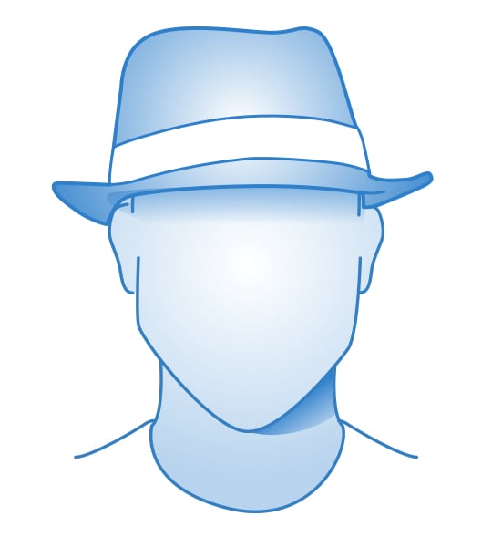 Trilby pour visage en forme de cœur homme